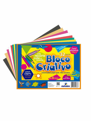 LIVRO BLOCO CRIATIVO 120 GSM, C/32 FLS, FORMATO A3, 8 CORES, ATÓXICO