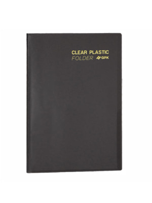 PASTA CATÁLOGO CLEAR PLASTIC FOLDER PP C/50 SACOS, PRETA, FORMATO A4
