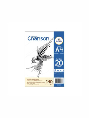 BLOCO PARA DESENHO A4 NOUVELLE CHANSON 140 GSM, C/20 FLS BRANCO