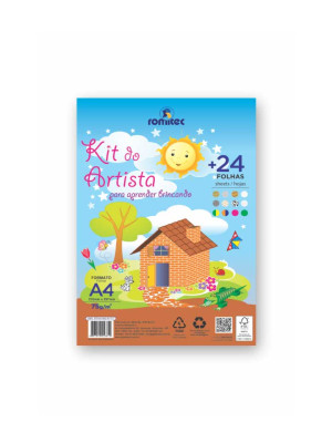 LIVRO DE ATIVIDADES KIT DO ARTISTA C/ 24FLS COLORIDAS E ESTAMPADAS