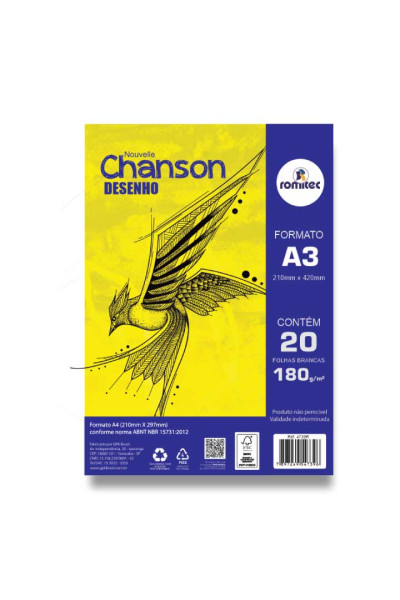 CAD DESENHO A3 NOUVELLE CHANSON  180GSM C/20FLS BRANCO