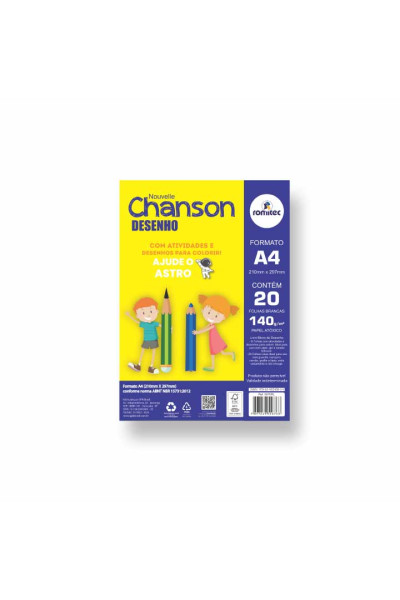 LIVRO CAD DESENHO A4 NOUVELLE CHANSON  140GSM C/20FLS BRANCO