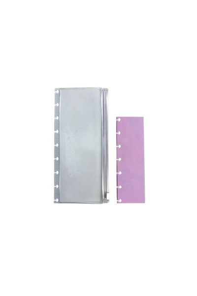ESTOJO PVC INCOLOR + RÉGUA PP LILÁS