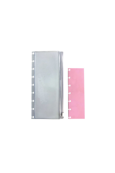 ESTOJO PVC INCOLOR + RÉGUA PP ROSA