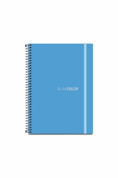 CADERNO COLEGIAL SLIM COLOR, 80 FLS, 1 MATÉRIA, ESPIRALADO, CAPA PP, FECHAMENTO C/ELÁSTICO, AZUL