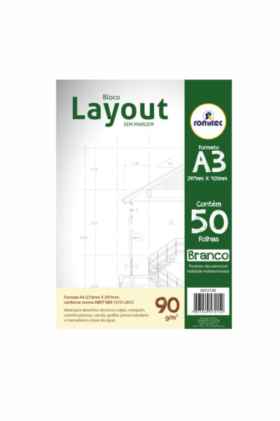 CAD DESENHO A3 BRANCO 90GSM 297mmX 420mm 50 FLS