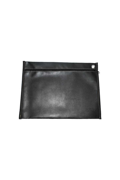 MALOTE COSTURADO EM CORINO PRETO FORMATO PEQUENO (280MM X 190MM)