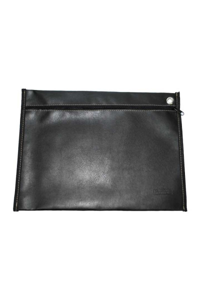 MALOTE COSTURADO EM CORINO PRETO FORMATO OFÍCIO (260MM X 375MM)