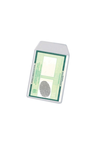 PROTETOR DOCUMENTOS RG/TÍTULO 81MM X 110MM, COM ABA, PCT C/50