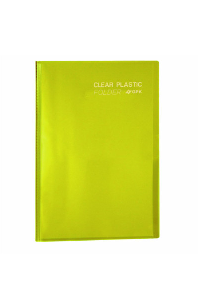 PASTA CATÁLOGO CLEAR PLASTIC FOLDER PP C/50 SACOS, AMARELA, FORMATO A4