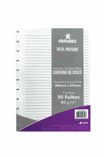 REFIL CADERNO DE DISCO UNIV. 50FLS 90GSM
