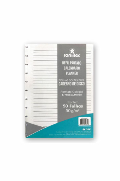 REFIL CAD. DISCO COLEGIAL PLANER 50FLS 90GSM (CALENDÁRIO / PAUTADO)