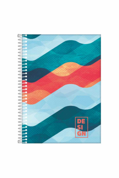 CADERNO UNIVERSITÁRIO DESIGN, 320 FLS, 20 MATÉRIAS, ESPIRAL, CAPA DURA