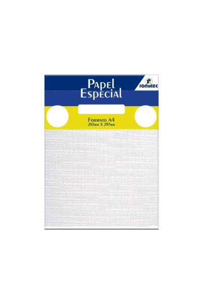 PAPEL ESPECIAL TEXTURA LINHO 180 GSM, PCT C/50 FLS, FORMATO A4, BRANCO 