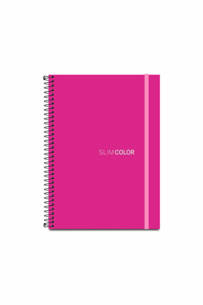 CADERNO COLEGIAL SLIM COLOR, 80 FLS, 1 MATÉRIA, ESPIRALADO, CAPA PP, FECHAMENTO C/ELÁSTICO, PINK