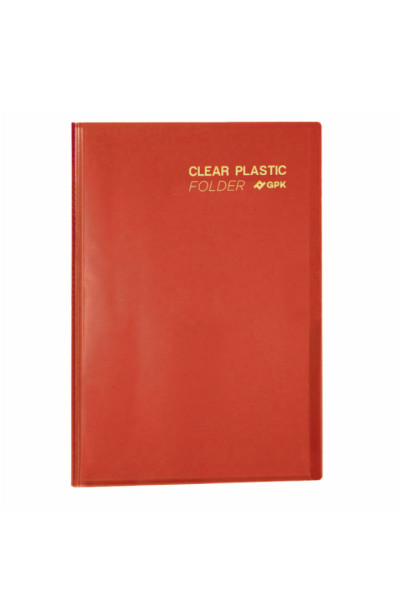PASTA CATÁLOGO CLEAR PLASTIC FOLDER PP C/20 SACOS, VERMELHA, FORMATO A4