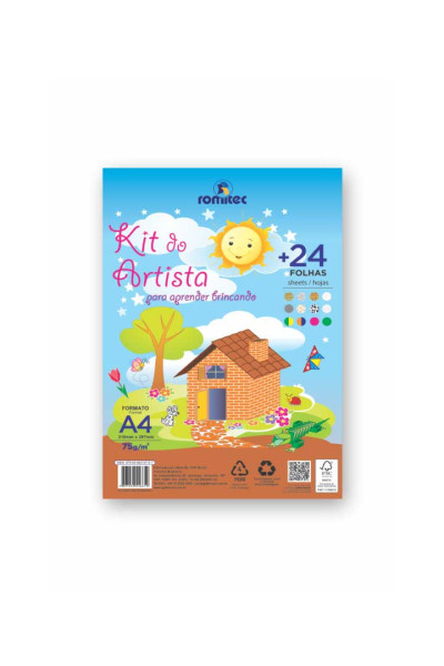 LIVRO DE ATIVIDADES KIT DO ARTISTA C/ 24FLS COLORIDAS E ESTAMPADAS