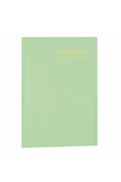 PASTA CATÁLOGO CLEAR PLASTIC FOLDER TOM PASTEL PP, C/20 SACOS, VERDE CHÁ, FORMATO A4