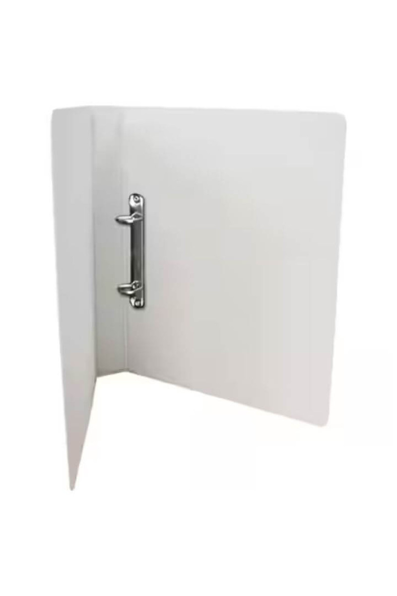 FICHÁRIO VERSÁTIL 40MM C/2 ARGOLAS, EM PVC BRANCO, CAPA E DORSO PERSONALIZÁVEL, CAPACIDADE P/240 FLS, FORMATO A4