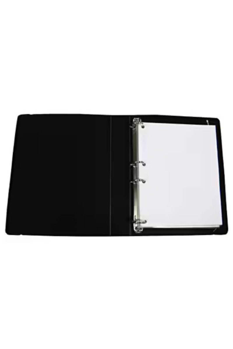 FICHÁRIO COLEGIAL EM PP, COM ELÁSTICO, 10 SACOS PLÁSTICOS, 20 FLS, DORSO 4 CM, PRETO
