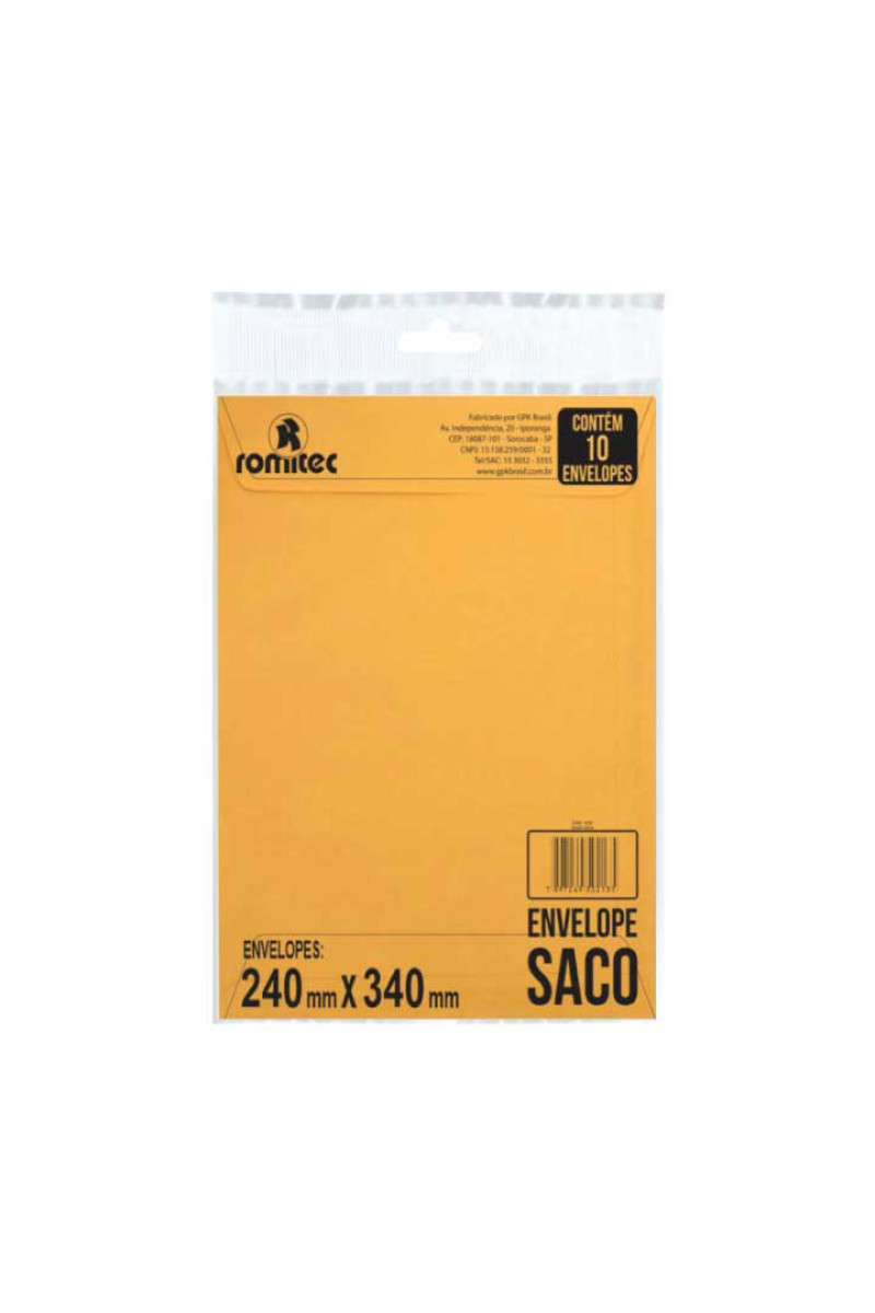 ENVELOPE SACO KRAFT OURO - 10 UNID. (240mm X 340mm)