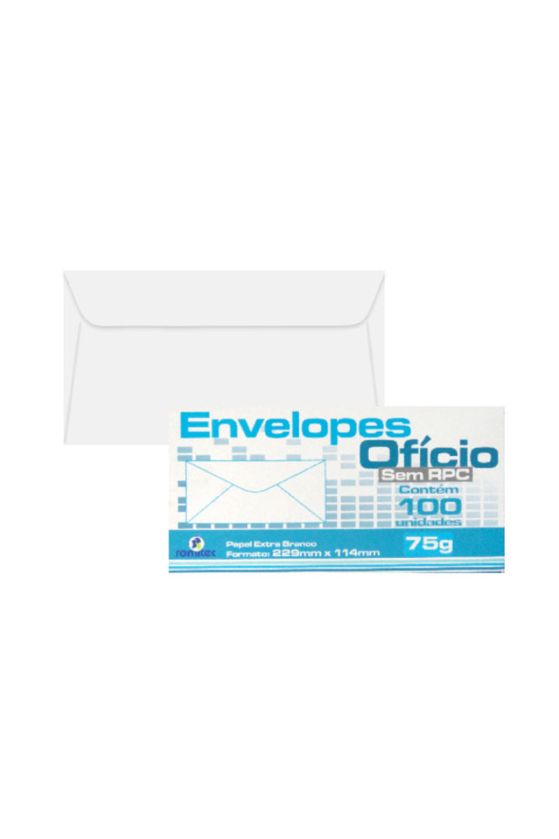 ENVELOPE OFICIO 75GSM, 114MM X 229MM, BRANCO LISO C/100