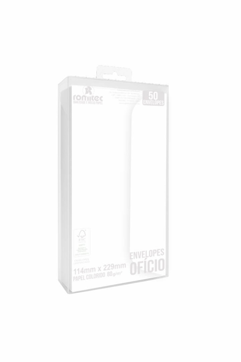 ENVELOPE OFÍCIO 90 GSM TEXTURA LINHO, EMBALAGEM EM PP 100% RECICLÁVEL, C/50 UNIDADES, BRANCO LINHO, FORMATO 114MM X 229MM