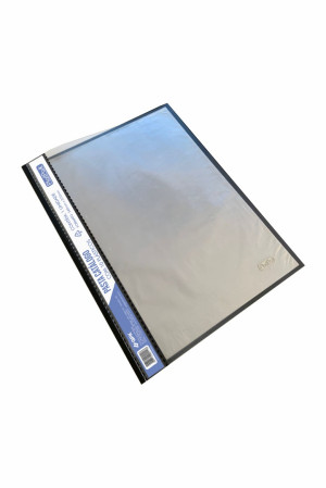 PASTA CATÁLOGO COM 10 SACOS A4 FRENTE TRANSPARENTE PRETA
